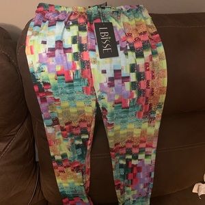 LBISSE Abstract Rainbow Print Leggings